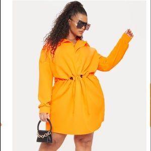 PLT Plush Neon Orange Toggle Waist Shift Dress